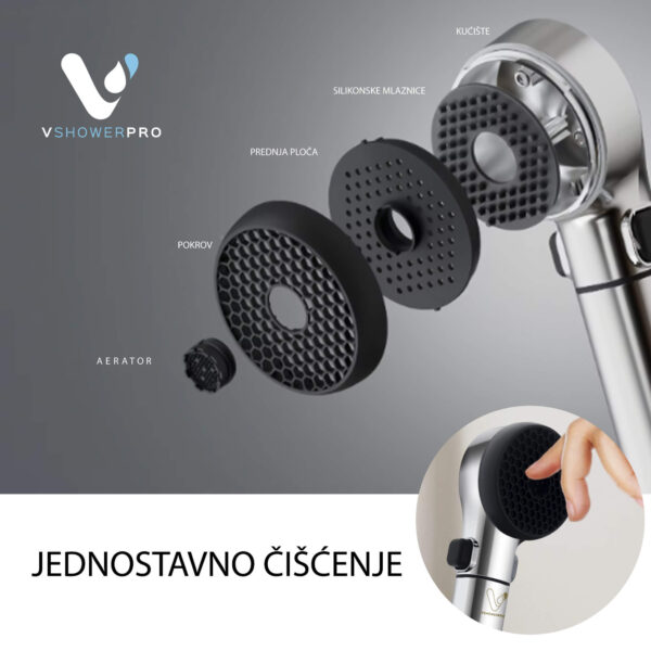 Tuš ručica s tehnologijom mikromjehurića i ugrađenim filterom